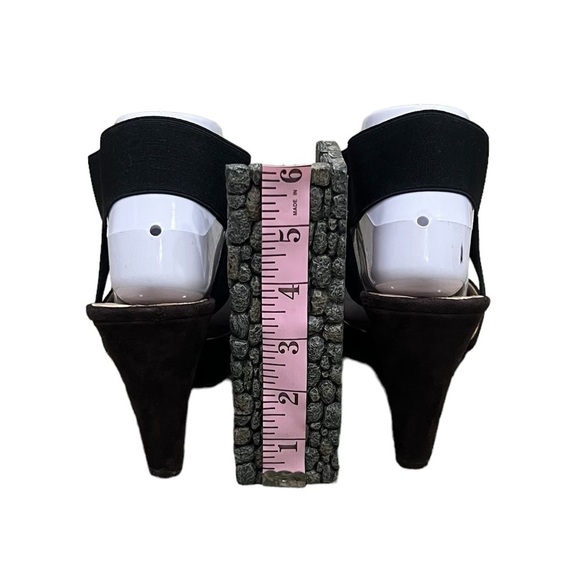 Via Spiga Brown Suede Elastic Band Wedge Sandals Size 9.5 Women's - Picture 9 of 10